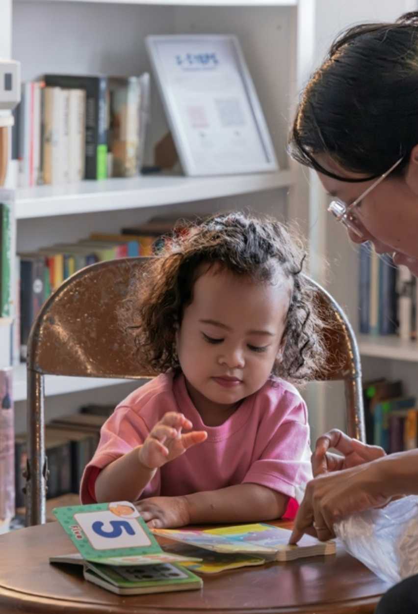 Young child learning with an adult